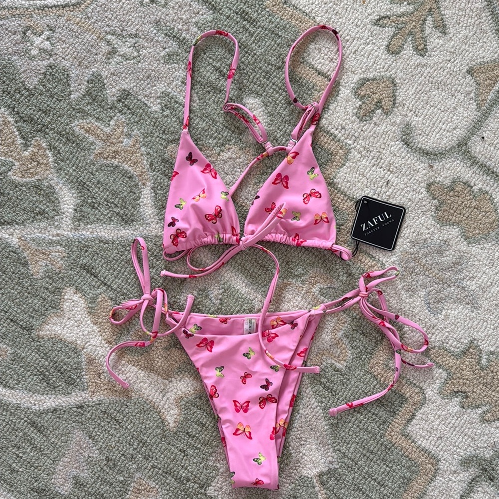 Zaful Pink Butterfly Bikini Set